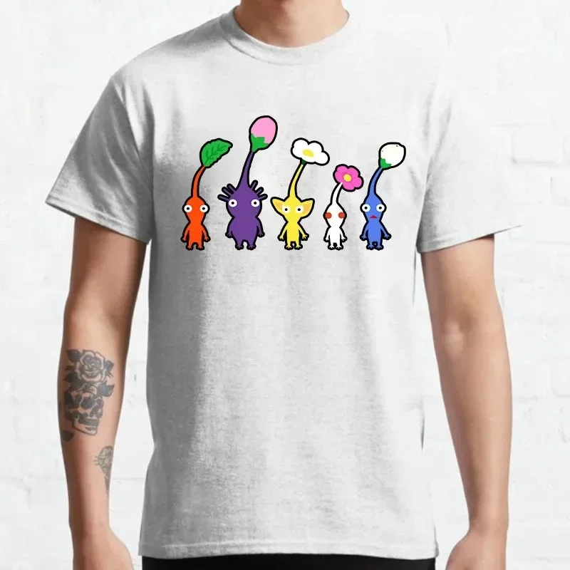 Kawaii Pikmin T Shirt Men Funny TShirt Harajuku Cute Cartoon Graphic Tshirts Summer Breathable Comfortable Tee Ropa Hombre