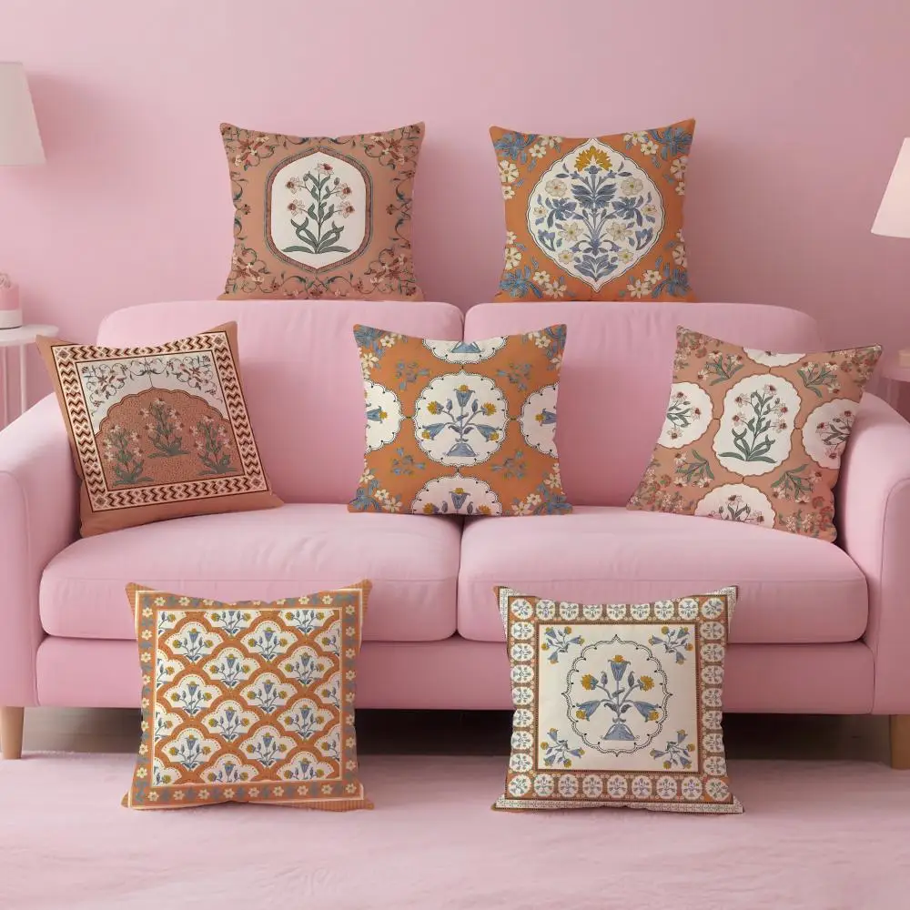 Retro Floral Cute Textile Pattern Art Cushion Cover Pillow Case Soft Skin Friendly Fabric & Concealed Zipper