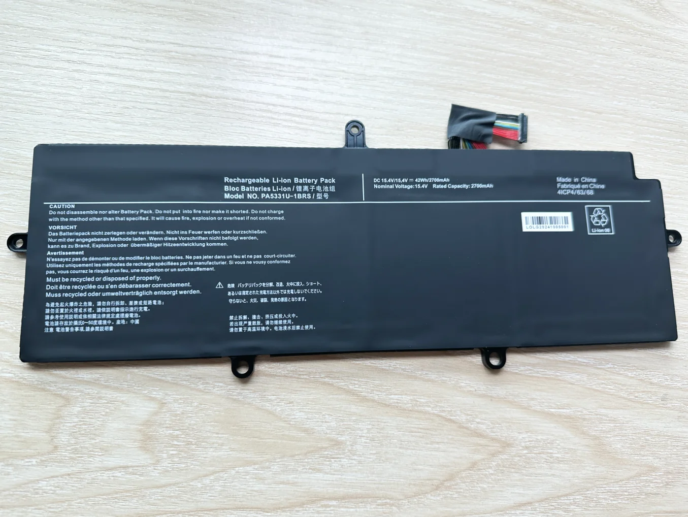 Imagem -03 - Bateria do Portátil de 15.4v 42wh Pa5331u1brs para Toshiba Dynabook Portege A30-e Tecra A40-e1420 X30l-g-11r Pa5331 4icp4 63 68