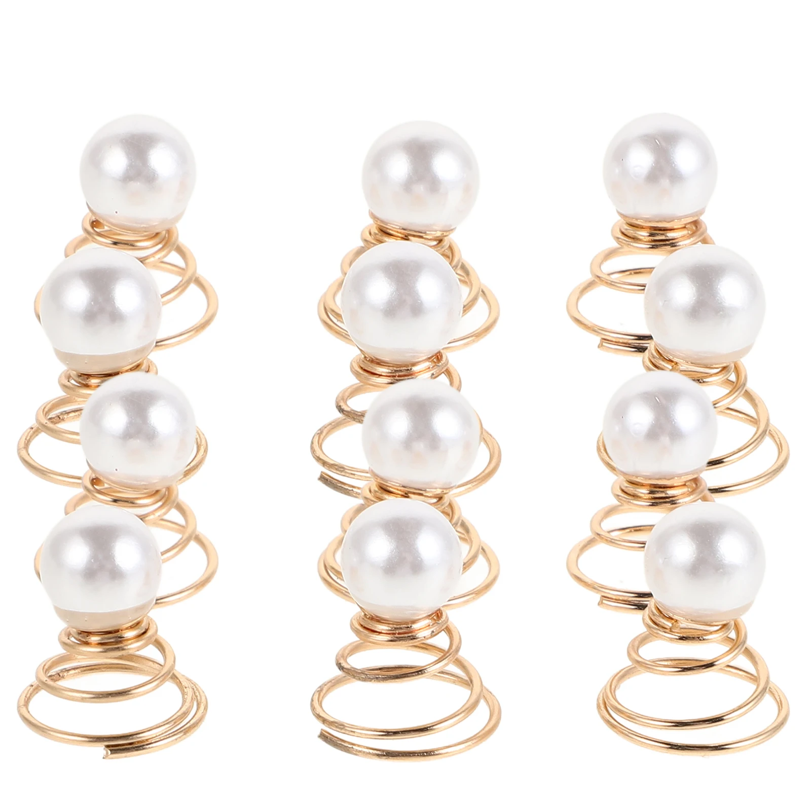 

12pcs Pearl Spiral Hairpins Gold Tone Coils for Women Bridal Wedding Party Prom Birthday Accessories Hair Styles Updo Bun Braid