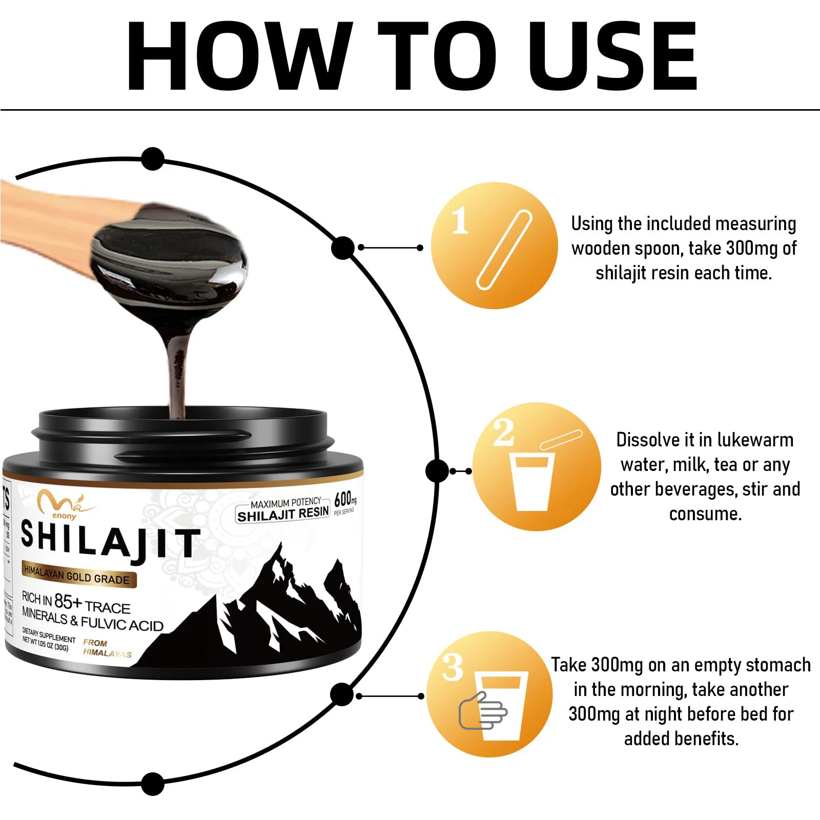 

100% High Purity Shilajit Mineral Supplements Natural Organic Shilajit with 85+ Trace Minerals & Fulvic Acid