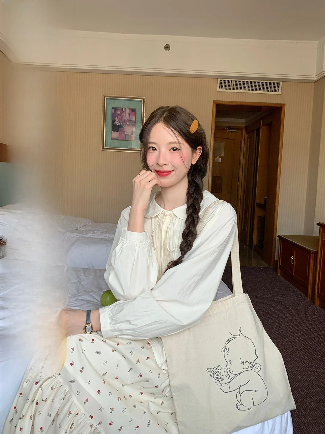 

Sweet Princess Style Long Sleeve Loose Cotton Shirt Beautiful Doll Collar Design Breathable Comfortable Korean Style Top for ...