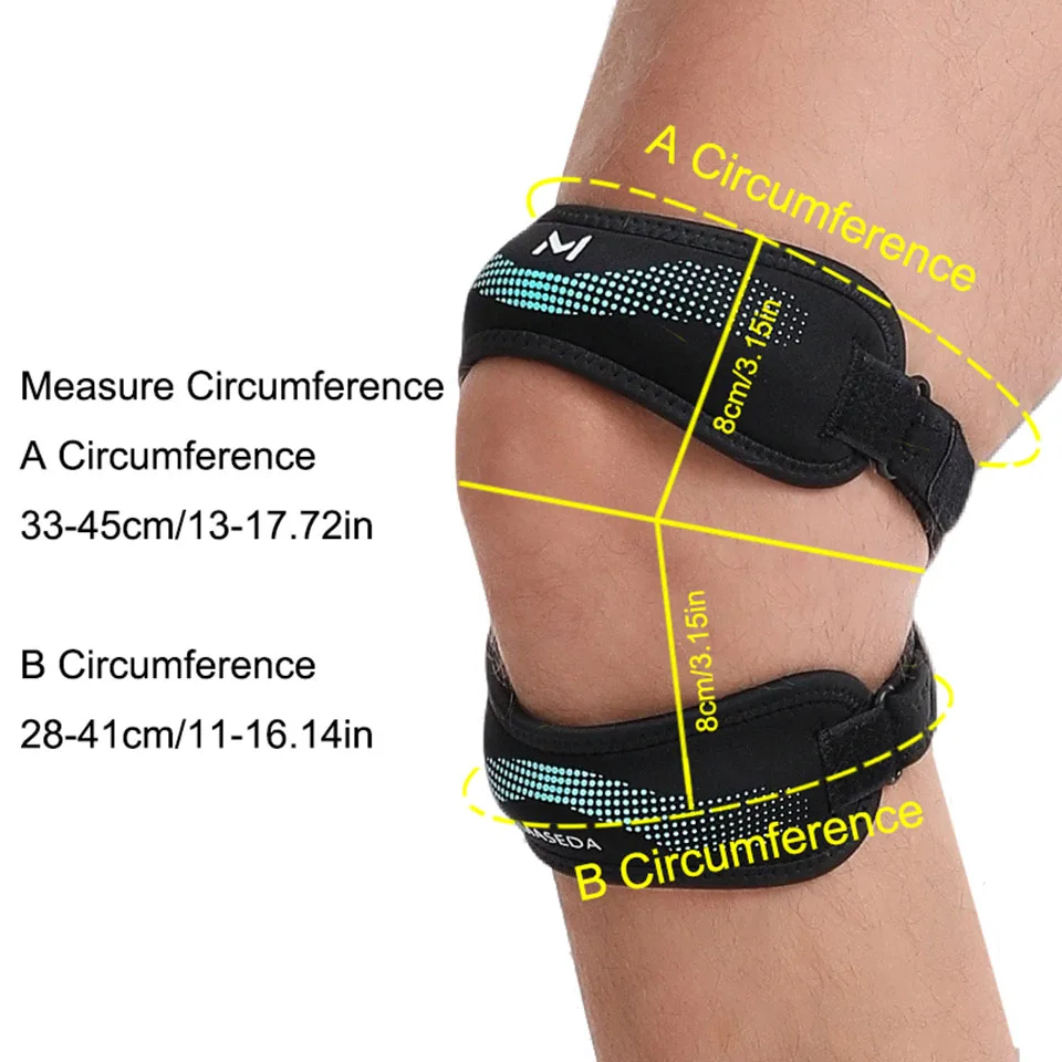 GTUBIKE 1PCS Upgraded With Double Patella Straps Anti Slip Silicone Sports Knee Pads That Are Adjustable,Stable,Shock-Absorbing