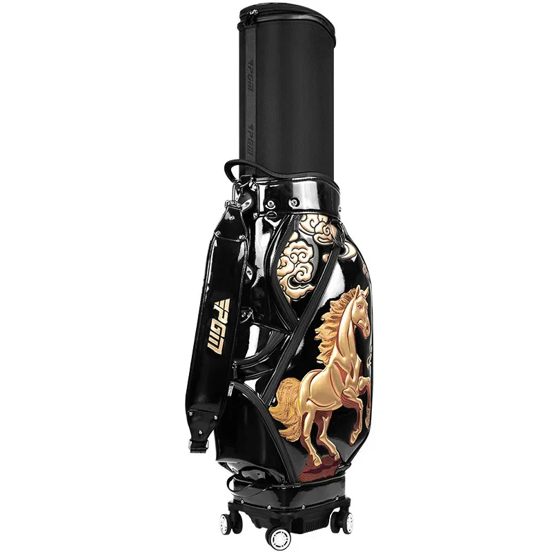 

Golf bag men's and women's hard shell retractable ball bag, zodiac horse, air consignment bag three-dimensional embroidery four
