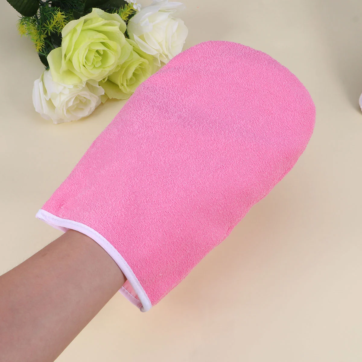 2 أزواج الوردي سميكة معزول قفازات قطنية ل شمع البارافين اليد امتصاص الرطوبة العلاج الدافئ غطاء حمام قفازات #1