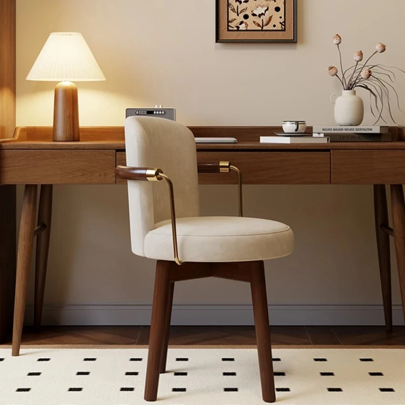 

‌ Поворотный туалетный столик, эргономичный стул для макияжа, деревянное мягкое сиденье и спинка, регулируемый туалетный столик для спальни