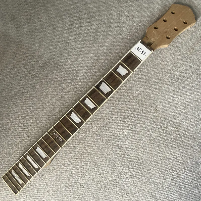 jN852 Unfinished Machine Head L3+R3 Electric Guitar Neck 22 Frets Custom Inlay Fingerboard And Frets Binding No Paints DIY Part