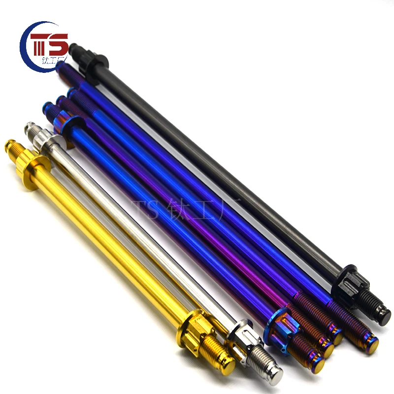 Imagem -02 - Ts-titânio Liga Motocicleta Eixo da Roda Traseira Fábrica Gr5 Ti6al4v M10 12 Eixo 12 Porca M10 12 Porca Clipes em Prata 1pc