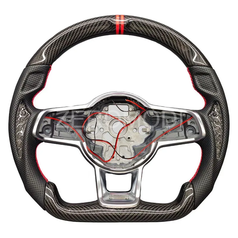 

100% Real Carbon fiber Leather steering wheel For VW Golf MK7/MK7.5 GTI/R