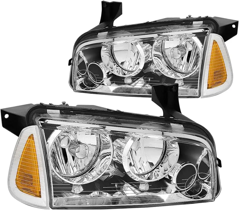 

4 шт. фара в сборе, совместимая с фарами Dodge Charger 2006-2010 с угловым Singal Light, замена галогенной головки OE