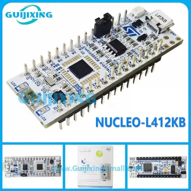 The NUCLEO-L412KB uses the STM32L412KBU6 microcontroller STM32 Nucleo-32 development board