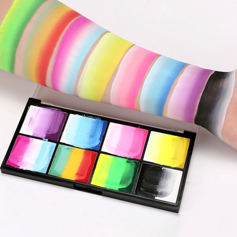 1Set Wateroplosbaar Regenboogpalet Kinderen Gezichtsverf Gezichtsmake-up Body Paint Halloween Stage uitvoeren Gezichtspigmenten Set