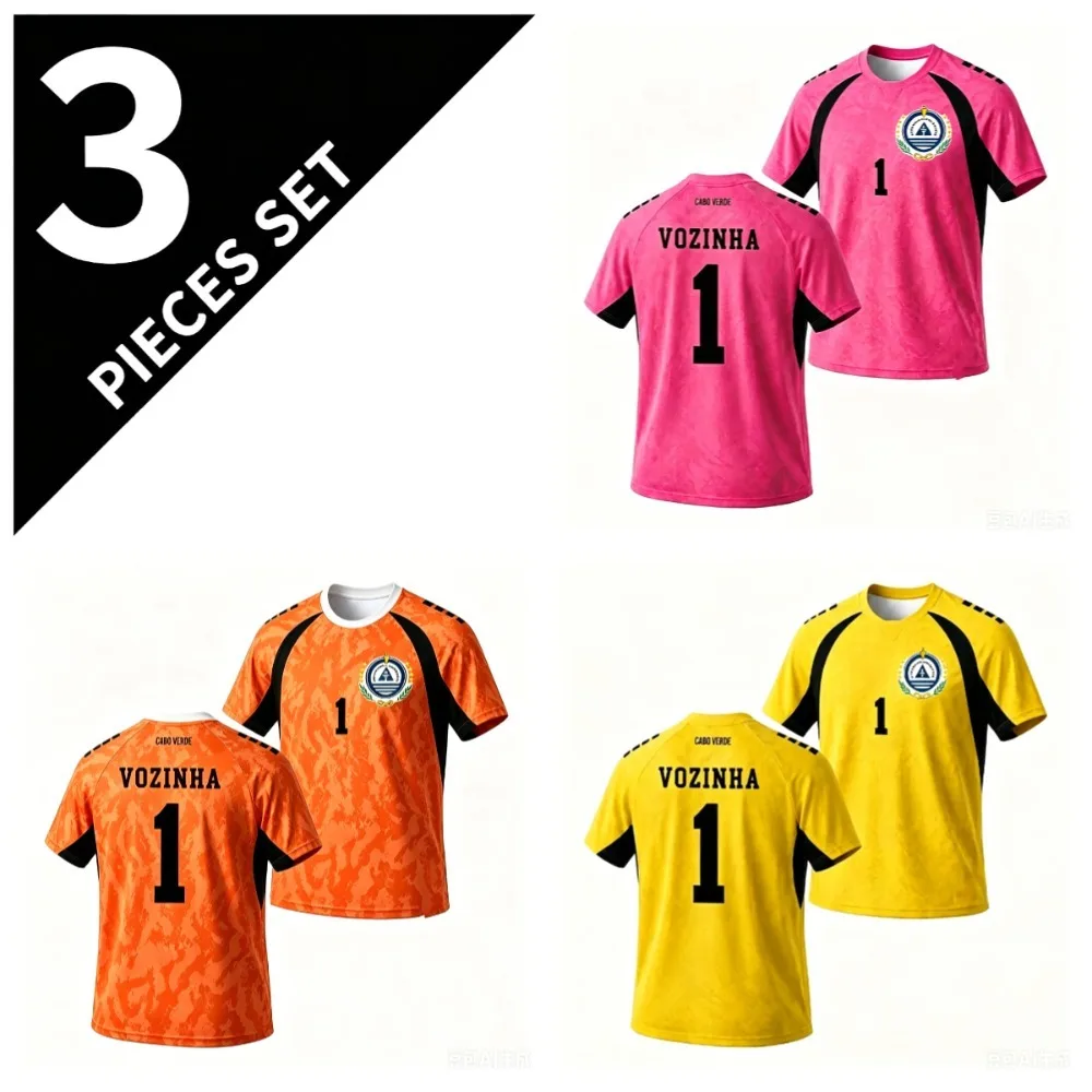Cape Verde Goalkeeper Soccer Jersey VOZINHA #1 T-shirt Summer Breathable Casual Short Sleeve Quick Dry Outdoor Sports Top Unisex