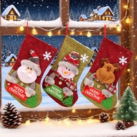 32x19cm Large Fireplace Decoration Christmas Stocking Doll Holding Sign Merry Christmas Xmas Stocking Santa Claus Doll Gift Bag