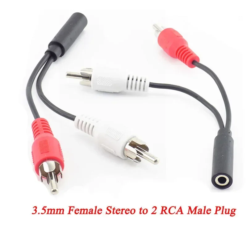 3.5mm Female to 2 Male RCA Cable Splitter Converter Adapter Aux Audio Extension Cord Y-Cable For Laptop MP3/MP4 Conversion Line