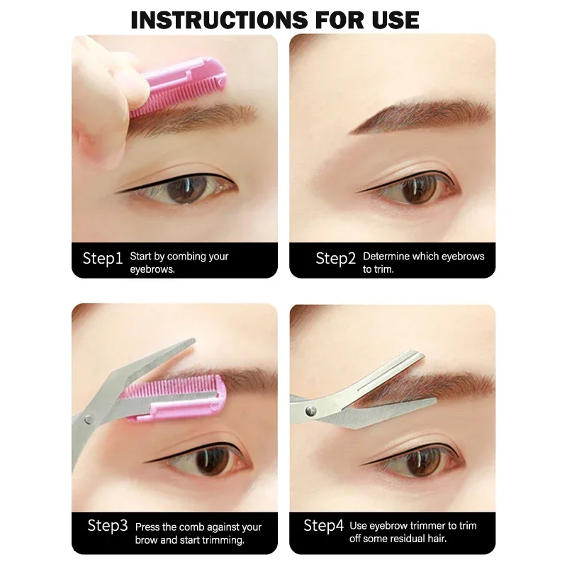 Tijeras recortadoras de cejas, productos de belleza para mujeres, tijeras para cejas con peine, tijeras de belleza, accesorios de maquillaje de acero inoxidable