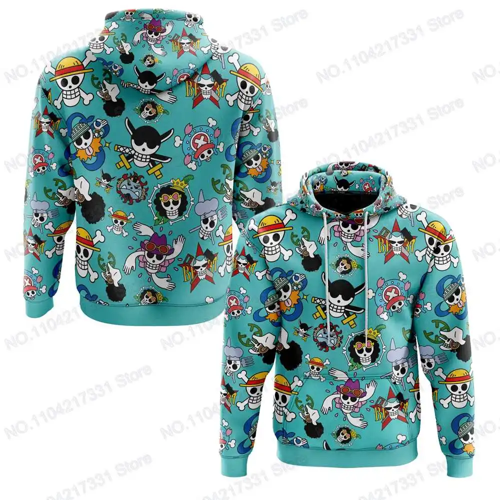 10th One Piece-Anime Hip Hop Fashion Streetwear Y2K Harajuku Pop Anime Print Autumn Hoodie Men's Punk Casual Colorful Sweatshirt