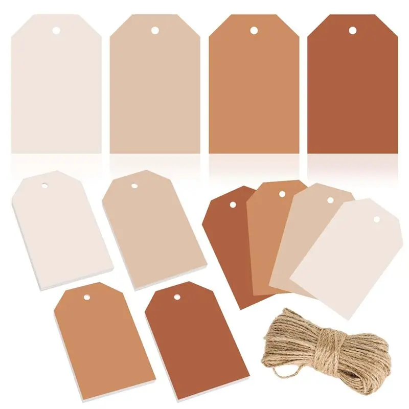 J1UL1N 120Pcs Terracotta Gift Tags 4 Gradient Solid Colors Hanging Labels With Rope Bulk Colorful Blank Paper Tags, Easy To Use