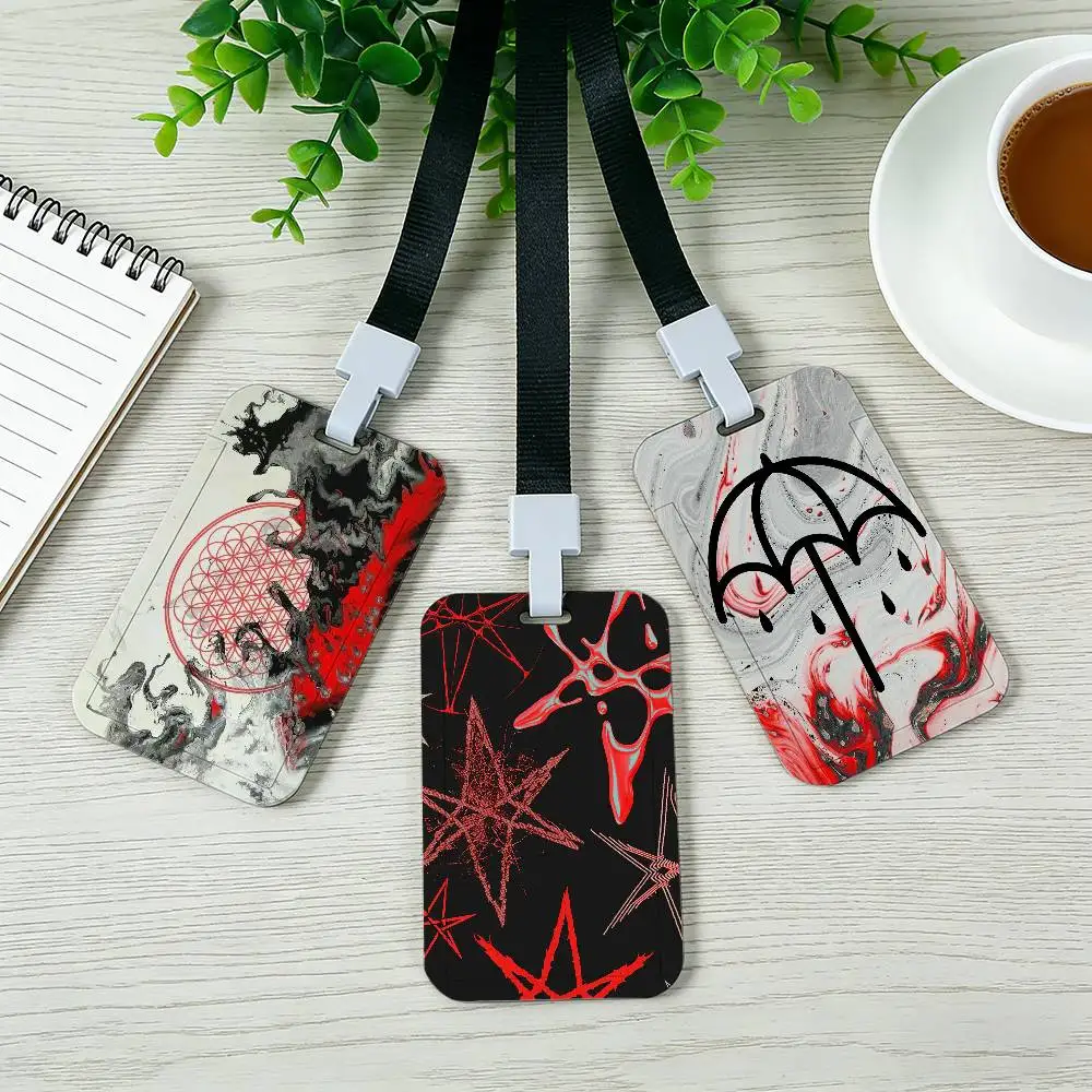 Band B-Bring Me The Horizon Pocket Credit ID Card Badge Tag Bus Card Holder Pass Case With Neck Strap Lanyard