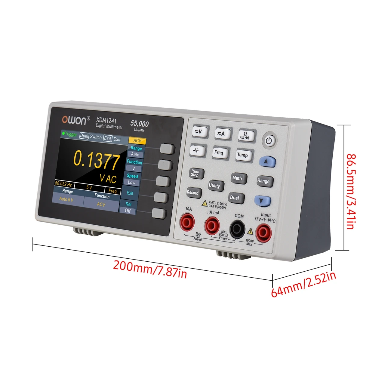 Owon XDM1241 Digitalmultimeter, wiederaufladbar, 55.000 Zählungen, hochpräzises True RMS-Universalmessgerät