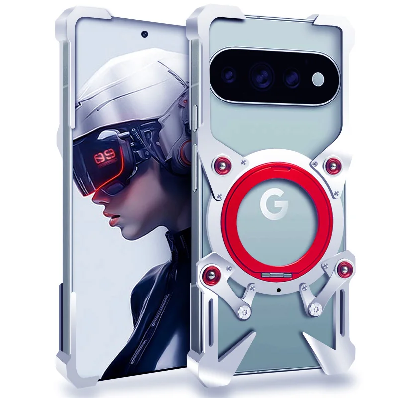 Luxury Armor Metal Aluminum Phone Bumper For Google Pixel 11 10a 9a 10 9 8 7 Pro XL Cover Mechanical Purely Handmade Skull Case