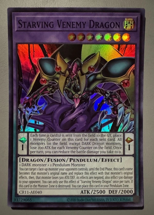 

Yugioh KONAMI Duel Monsters CR11-AE040 Starving Venemy Dragon Super Rare Asian English Collection Mint Card