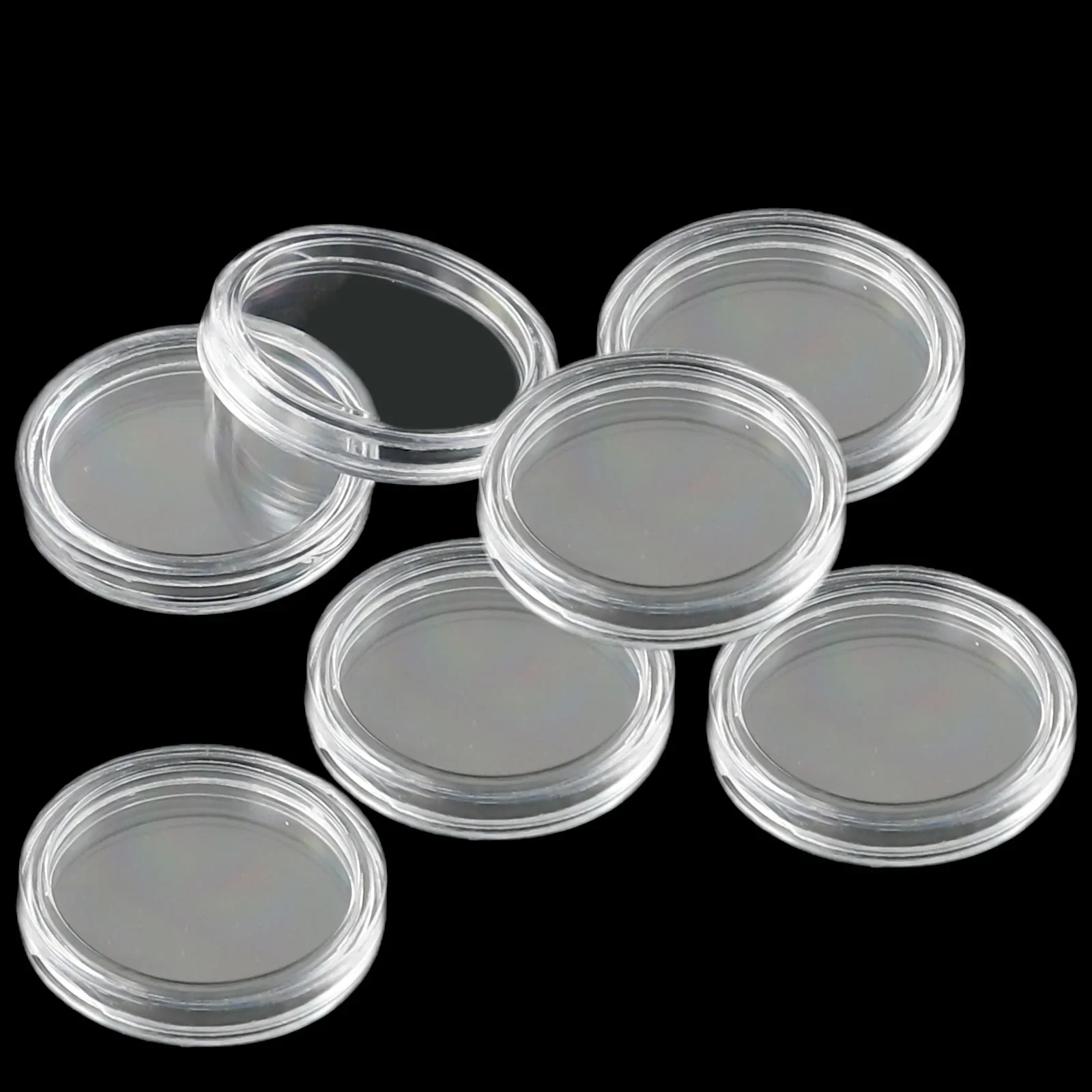 100Pcs 21mm Plastic Coin Holder Capsules Box Storage Clear Round Display Cases Used For All Types Of Coins Copper Coins