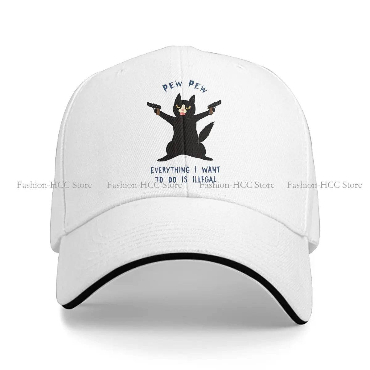 Pew Pew Everything I Want To Do Is Illegal Baseball Cap Men Hats Women Visor Protection Snapback Black Cat Caps