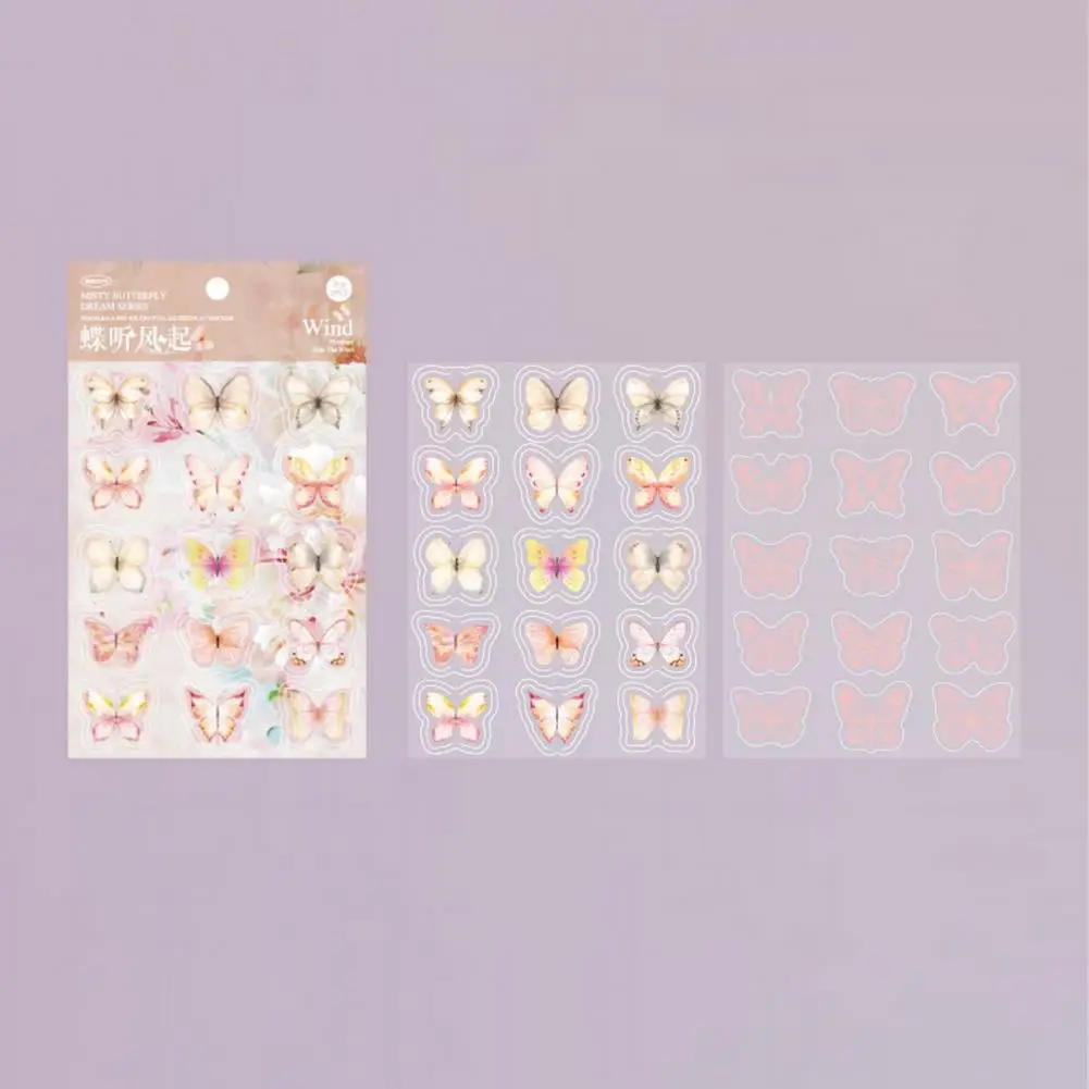 Vintage Butterfly Pattern Photo Album Decor Decal para crianças, ampla aplicação, removível