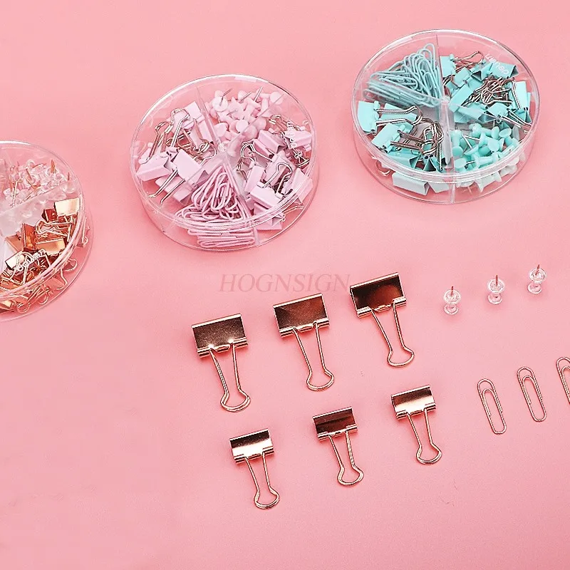 Office combination set, ticket holder, long tail clip, picture pin, paper clip, rose gold dovetail clip, office set