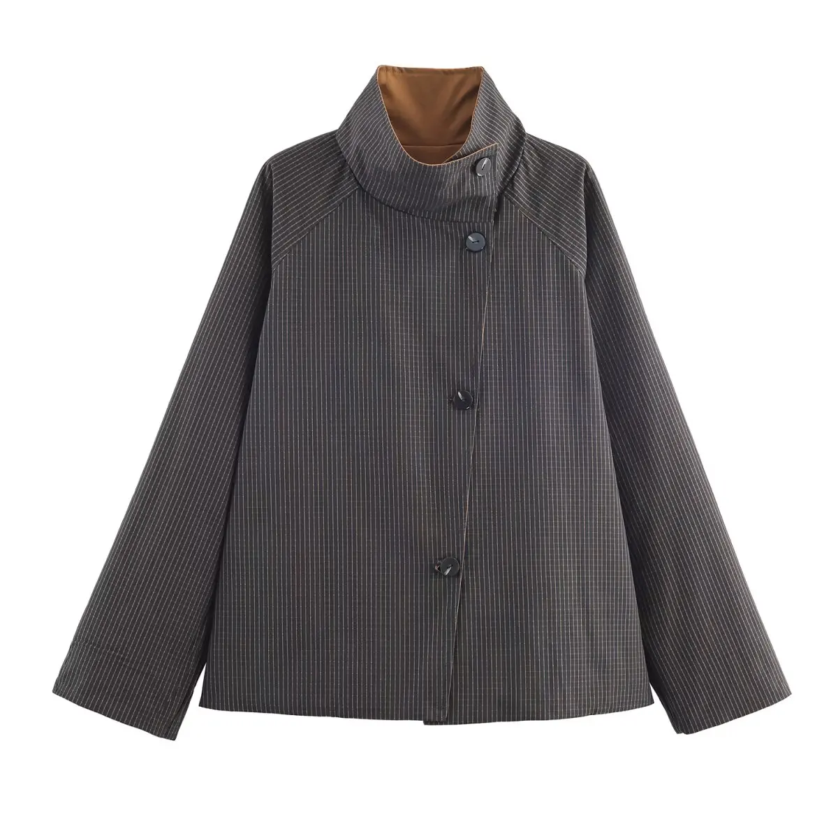 

DiYiG Women 2025 Autumn New Fashion Asymmetric Placket Short Joker Coat Chic Two-sided Casual Coat Outerwear Mujer