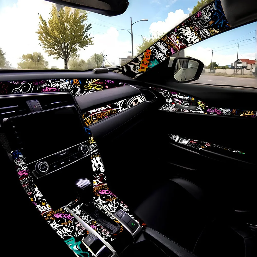 

Self-Adhesive Fabric Car Interior Modification Embroidery Trendy Polyester Fabric Sticker for Door Panel ABC Pillar Renovation