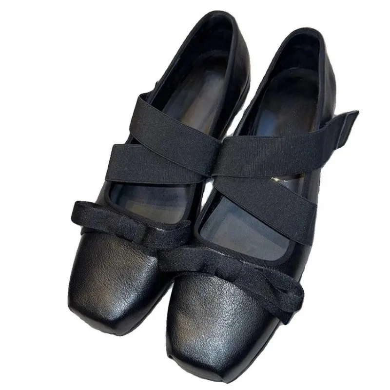 Square Toe Women\'s Green Fashion Formal Shoes Thin Heel Cross Strap Sexy Office Flat Elegant Formal Shoes for Women Loafers