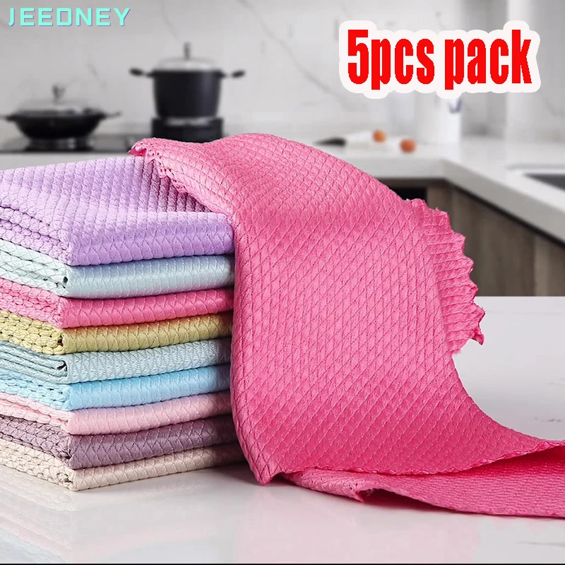 

Fish Scale rag Microfiber Dish Towel Wash Cleaning Cloth Rags Household Tela Wipes Reusable Paper Towels for Kitchen 25x25cm