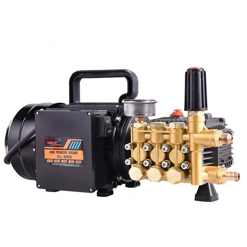 

QL-390 Househol Washing Machine High Pressure Brass Plated Triplex Plunger Pump Washer Car Wash 1.6-1.8KW 80-100bar 10LPM
