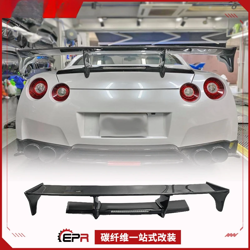 

SAAR For Nissan GTR R35 God of War TS Style Carbon Fiber Double Layer GT Large Fixed Rear Spoiler
