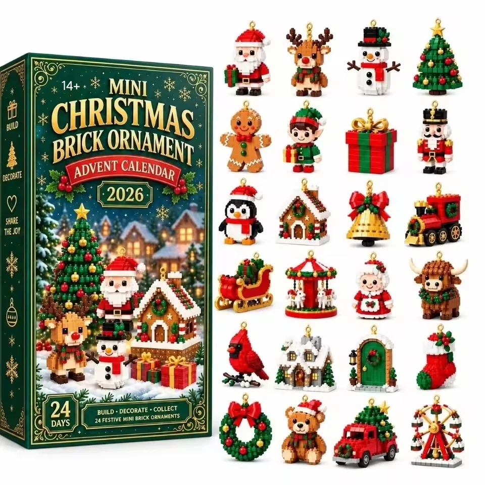 New 3D Christmas Countdown Calendar Mini 24 Day Christmas Brick Ornament Complete Set Christmas Tree Decor Christmas Decorations