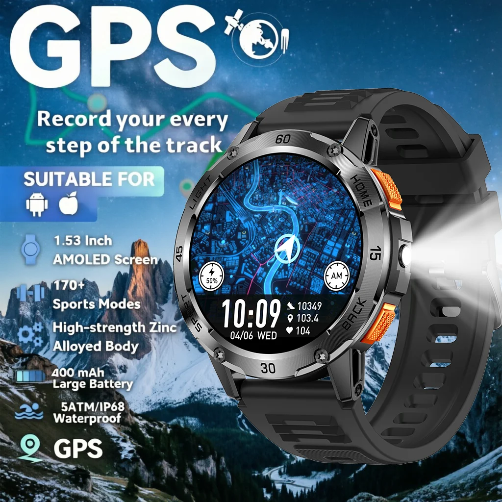 

2026 New SmartWatch Men For Women Militray Outdoor GPS Track Sport Watches Heart Rate Sleep Waterproof Smart Watch IOS Android