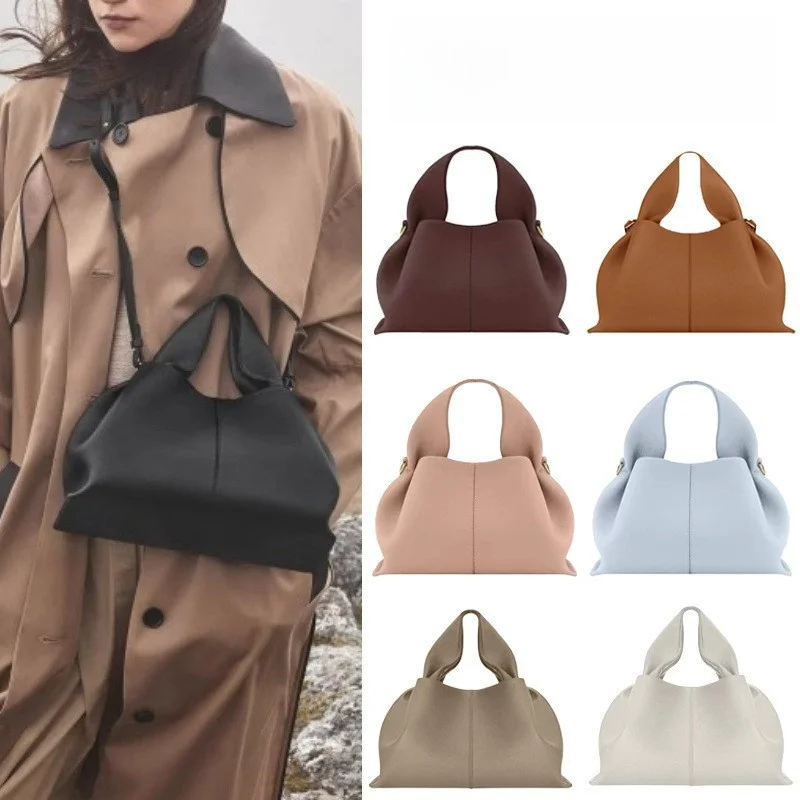 Bolso cruzado en forma de nube, bolso de un solo hombro, bolso de bola de masa de estilo Simple para mujer, bolso de nicho francés de piel de vaca de capa superior