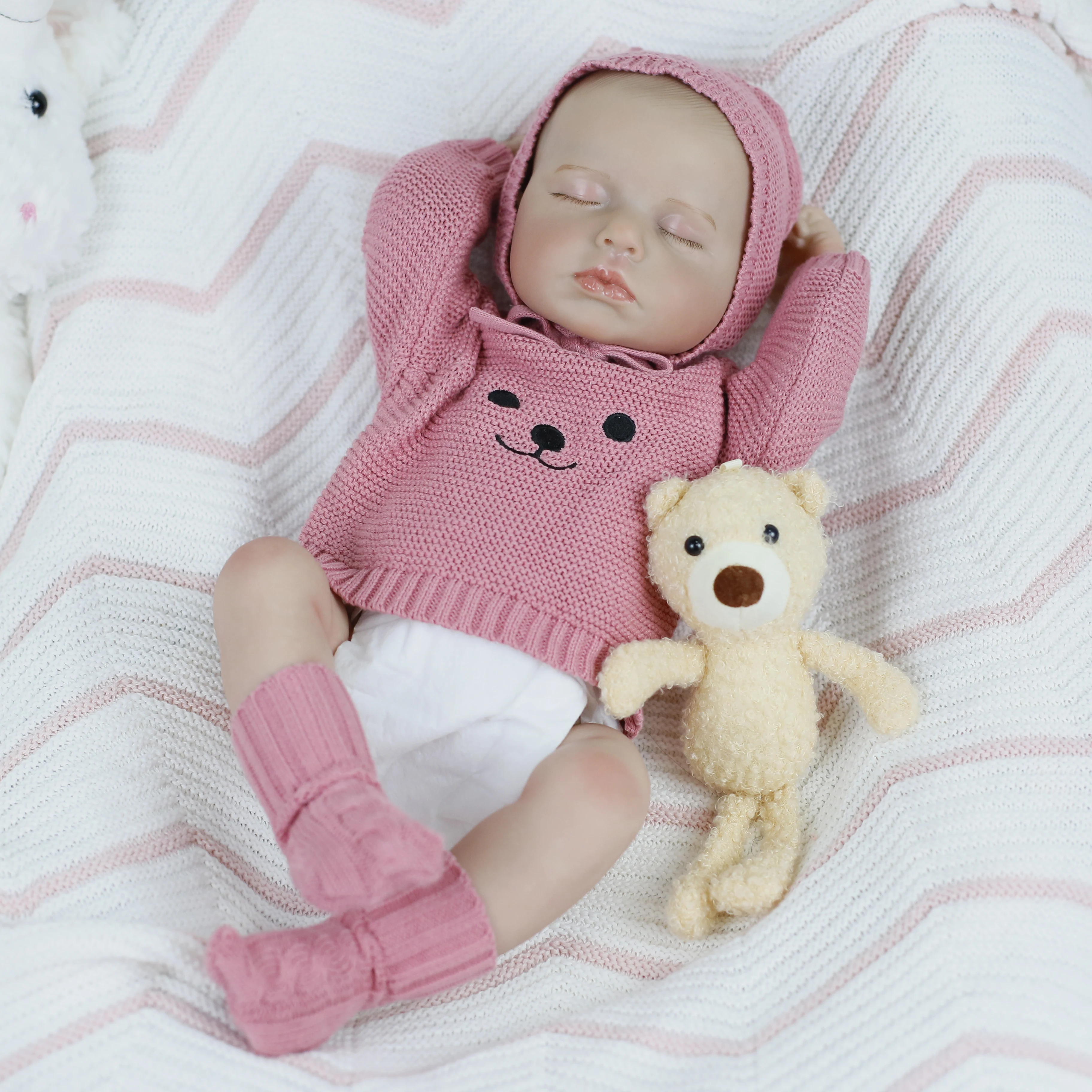 

18-дюймовая очаровательная кукла Asleep Reborn, реалистичная кукла для новорожденных LouLou, ручная работа, 3D тон кожи, видимые вены, Рождественский подарок, игрушка, кукла