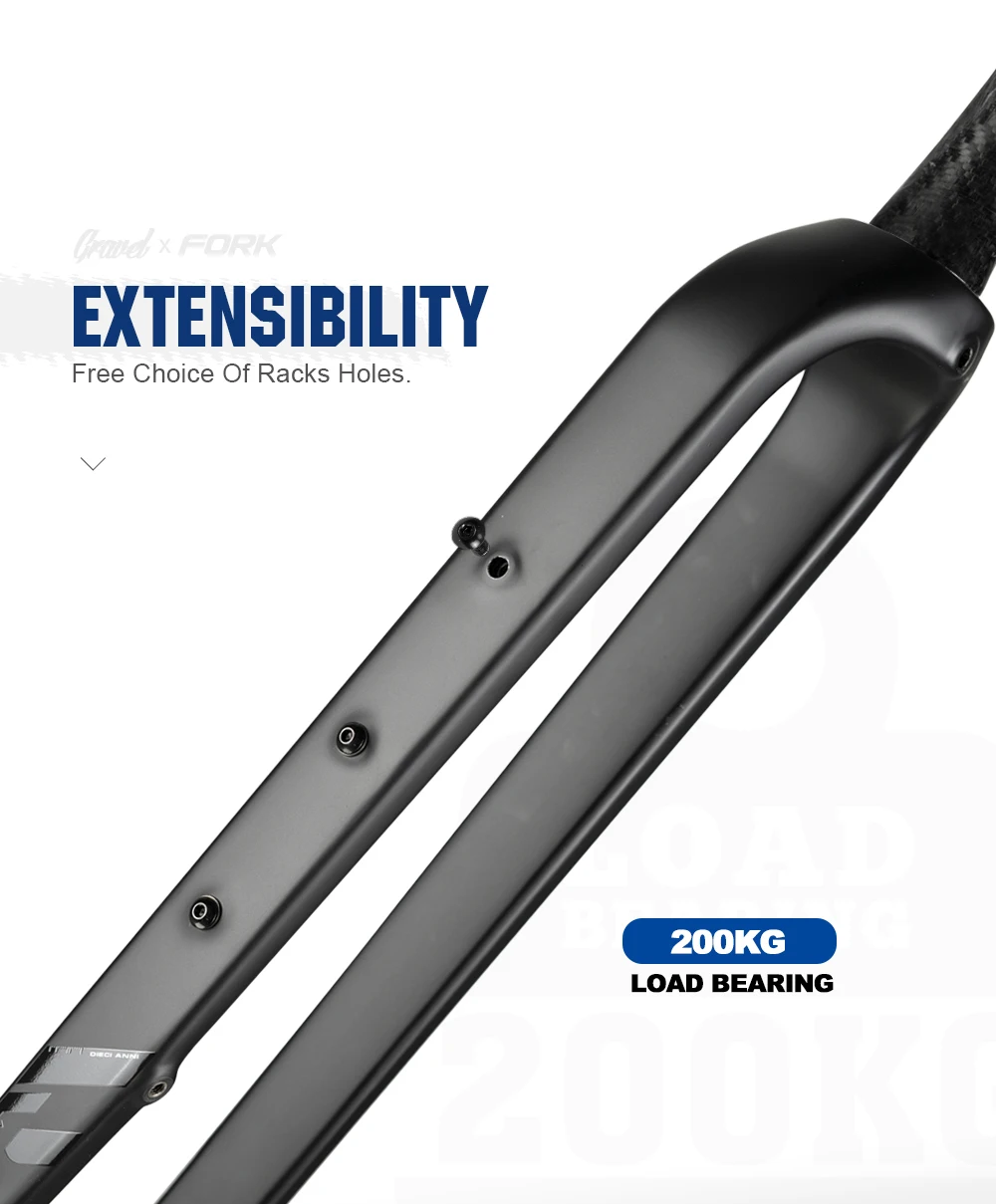 OG-EVKIN FK-020 Gravel-Gabel aus Carbonfaser, konische Gravel-Fahrrad-Vorderradgabel, Fahrradgabel, schwarz matt, 700C x 55C, Steckachse 12x100mm – Detail 4