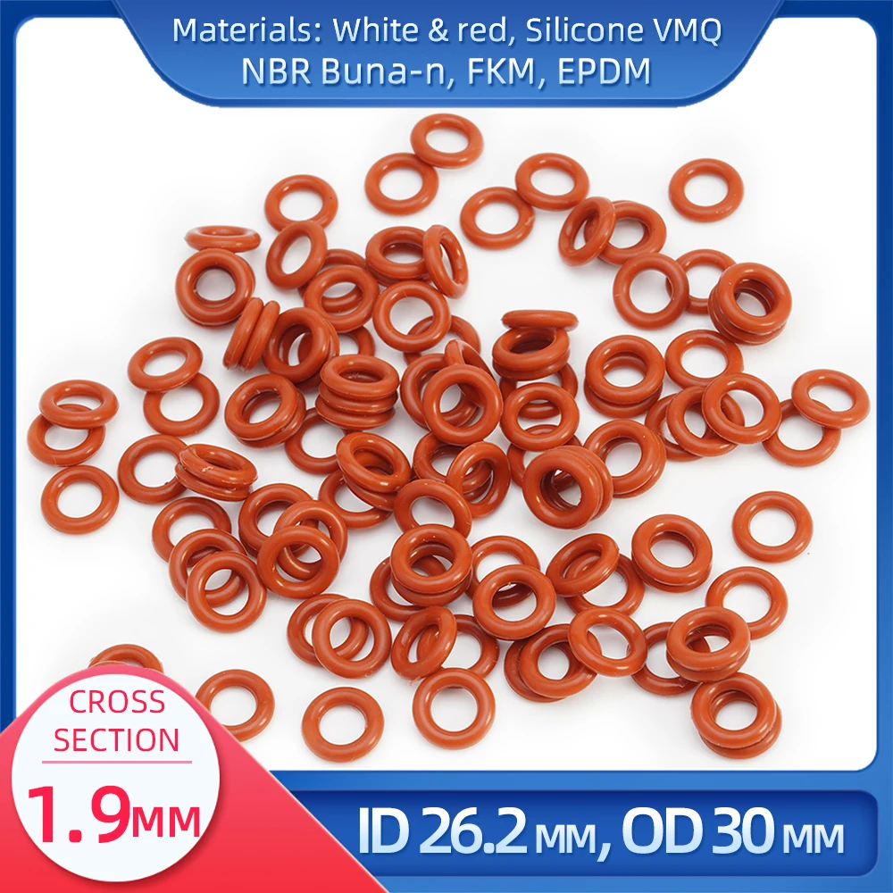 

O Ring CS 1.9mm ID 26.2 mm OD 30 mm Material With Silicone VMQ NBR FKM EPDM ORing Seal Gaske