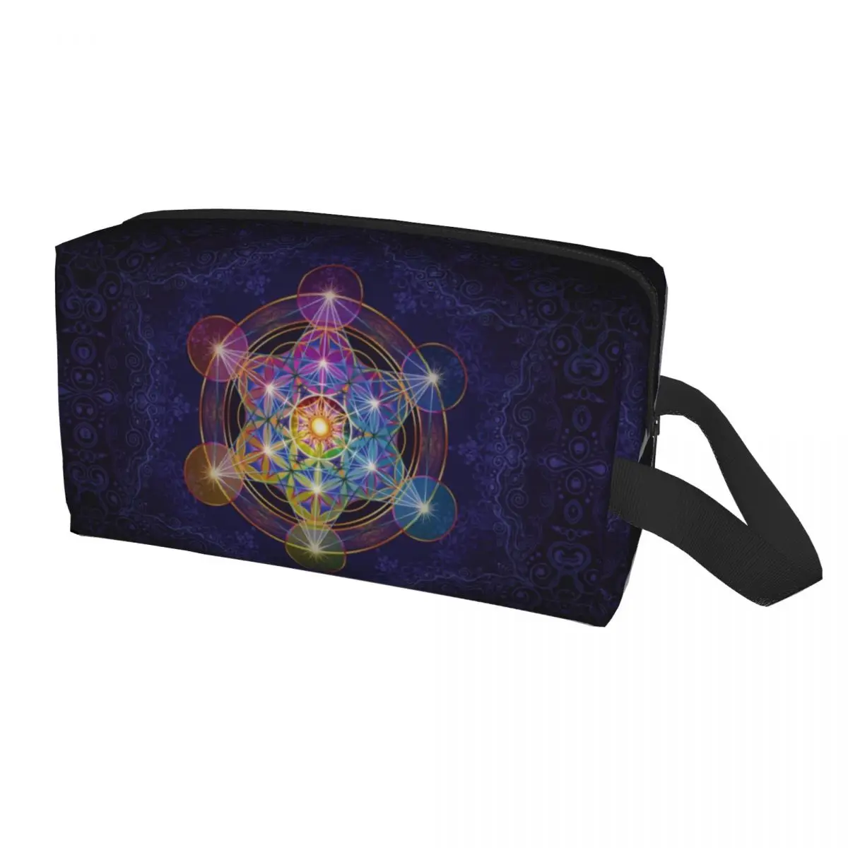 Metatron's Cube Merkabah Makeup Bag for Women Travel Cosmetic Organizer Kawaii Flower of Life Storage Toiletry Bags