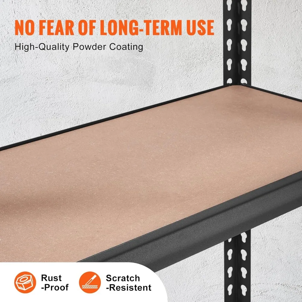 رف تخزين معدني عالي التحمل مكون من 5 أرفف، سعة 2000 رطل، وحدة رفوف جراج سوداء #5