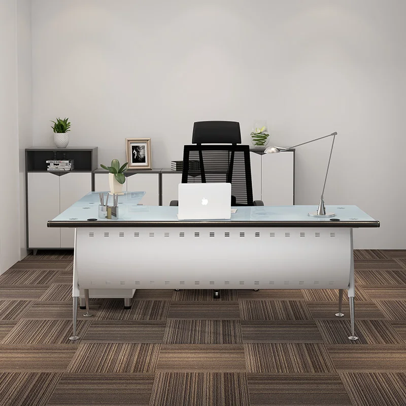 Glass Secretary Office Desk Reception Standing Supplies Legs Computer Desks Luxury Floor Mesa De Computador Modern Furniture