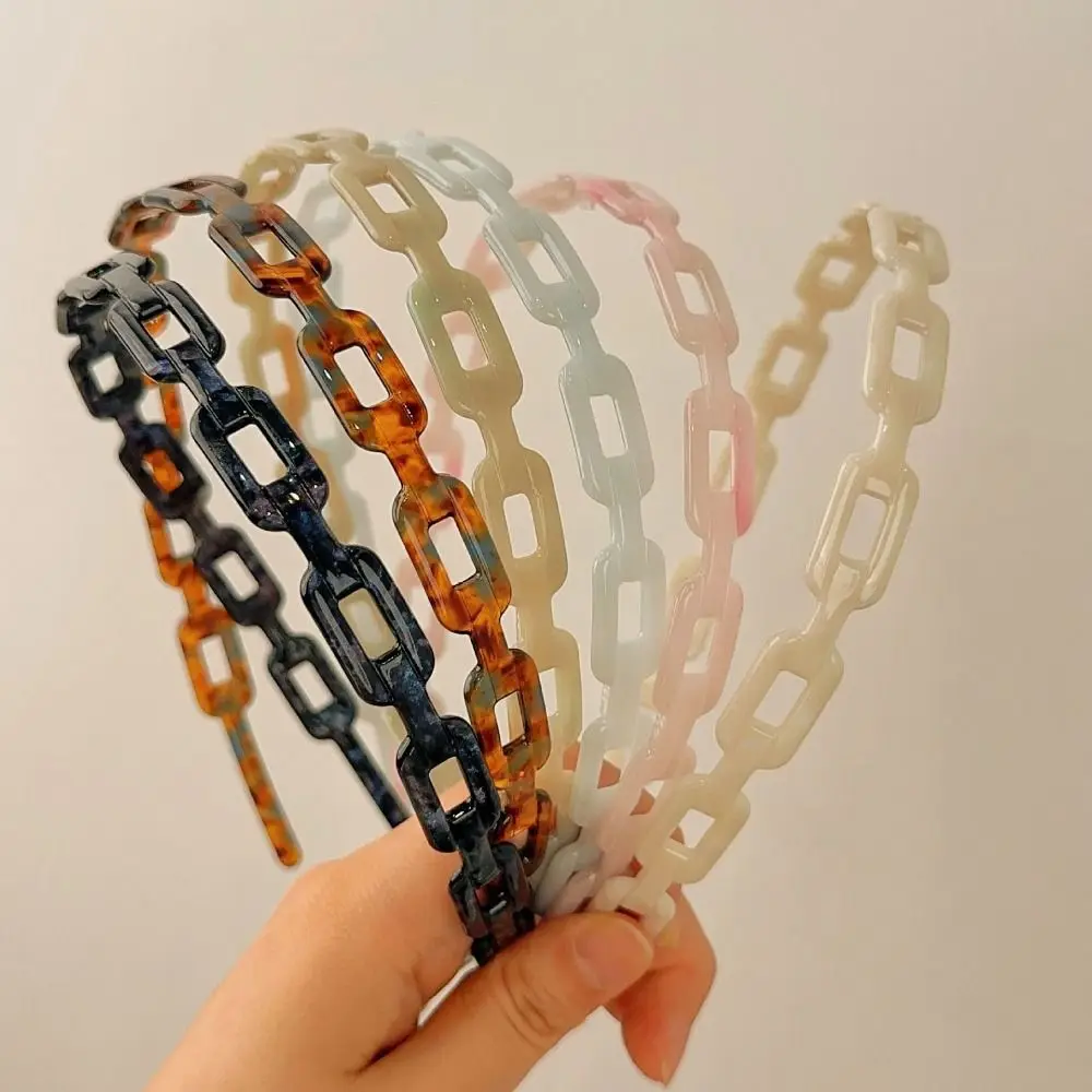 Simple Geometric Chain Hairband Irregular Women Hair Hoop Acetate Headband Korean Style Headwear Thin Hairhoop Student