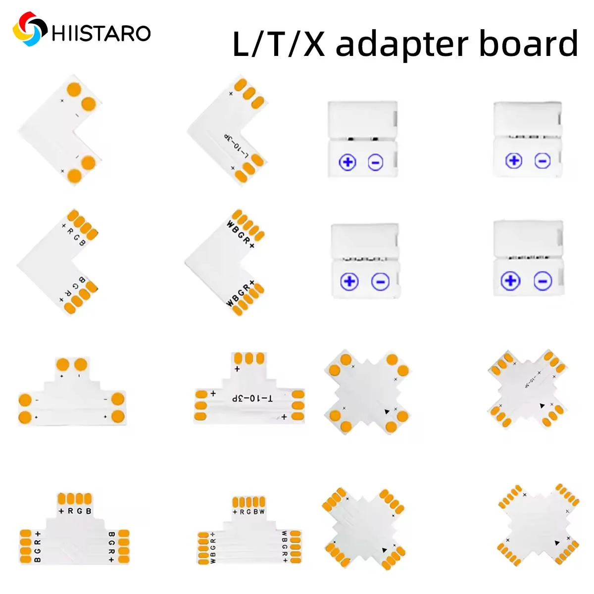 

5Pcs 10mm 2/3/4/5Pin L/T/X Shape Solderless LED Strip Connector PCB Adapter for 5050 RGB RGBW LED Strip Light Corner Connector