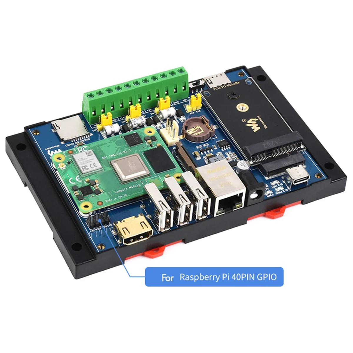 AT87-Waveshare CM4 Expansion Module Gigabit Ethernet 5G/4G Expansion Board M.2/Mini-PCIe for Raspberry Pi CM4