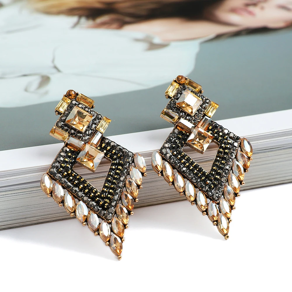 Fashion Vintage Geometric Decor Dangle Drop Earrings For Women Trend Luxury Design Brand Unusual Party Jewelry Ear Accessories