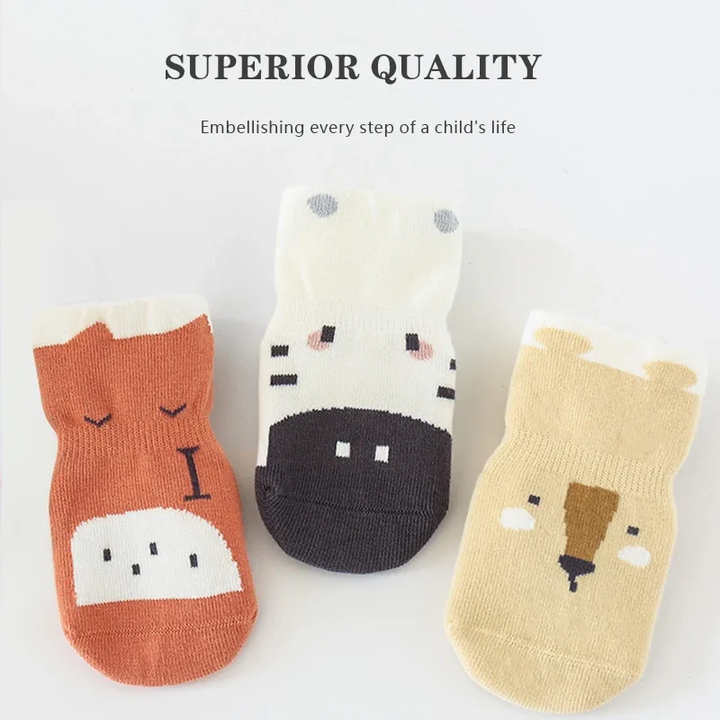 Calcetines antideslizantes para bebés y niños pequeños, medias suaves de dibujos animados para interiores, primavera, otoño e invierno, 2 pares